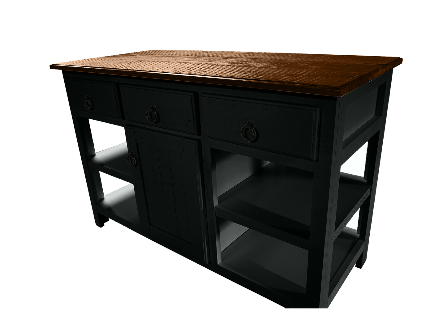 Farmhouse Rustic Solid Wood Kitchen Island