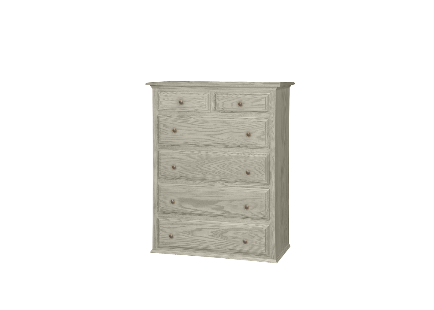 Classic Oak Solid Wood 6 Drawer Chest