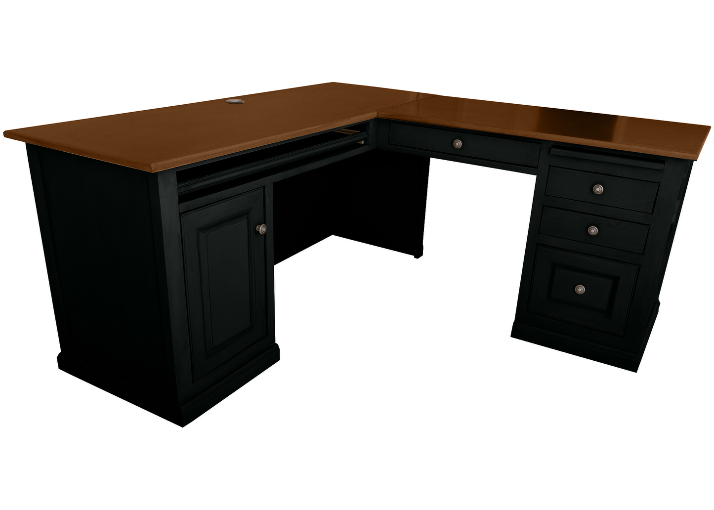 Traditional two-tone Solid Wood Executive L-Shape Computer Desk
