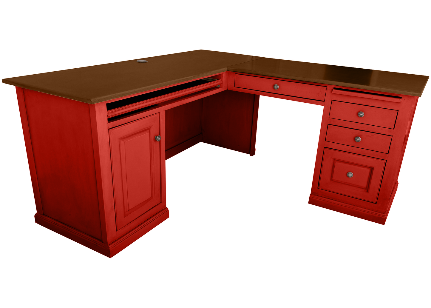 Traditional two-tone Solid Wood Executive L-Shape Computer Desk