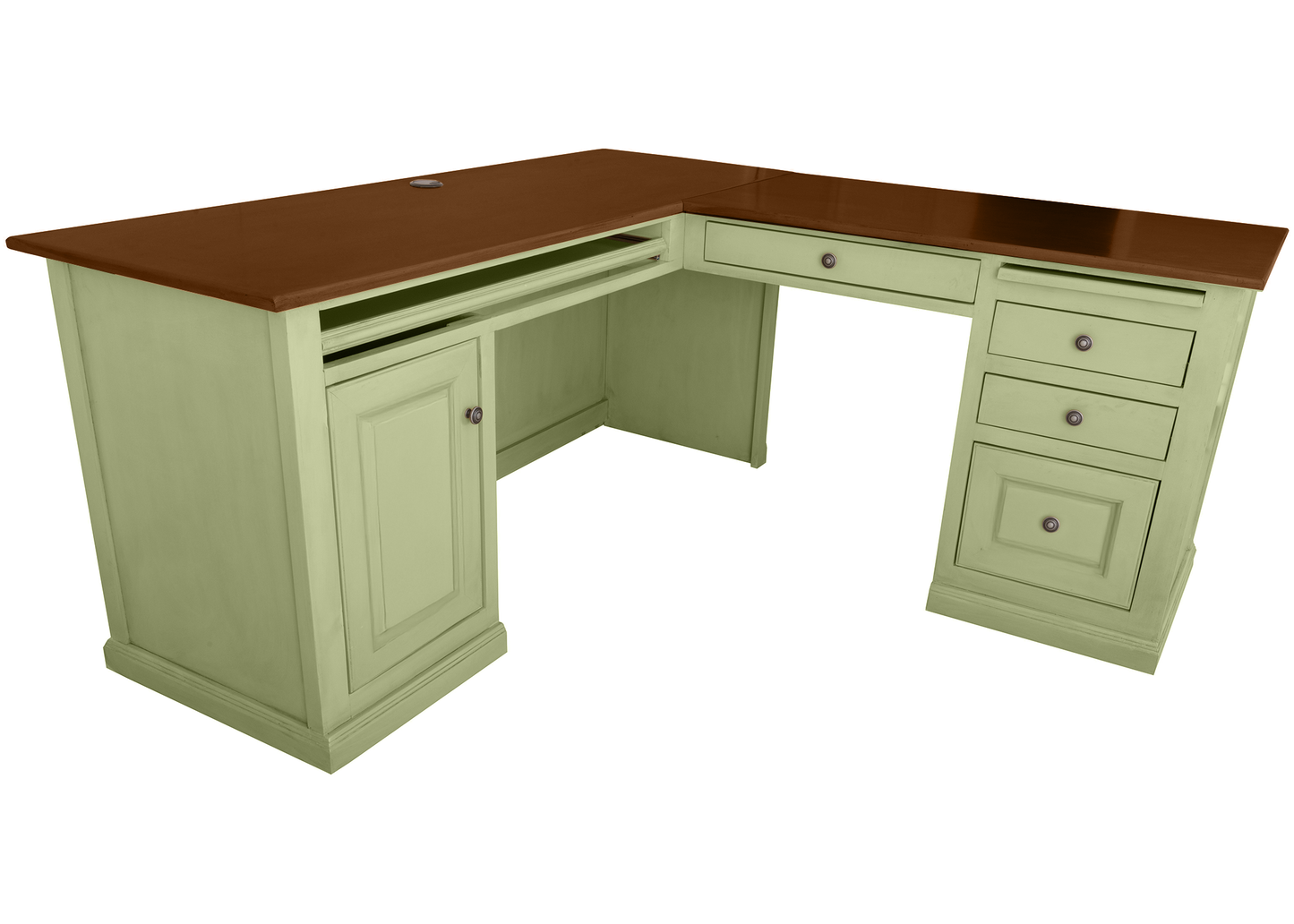 Traditional two-tone Solid Wood Executive L-Shape Computer Desk