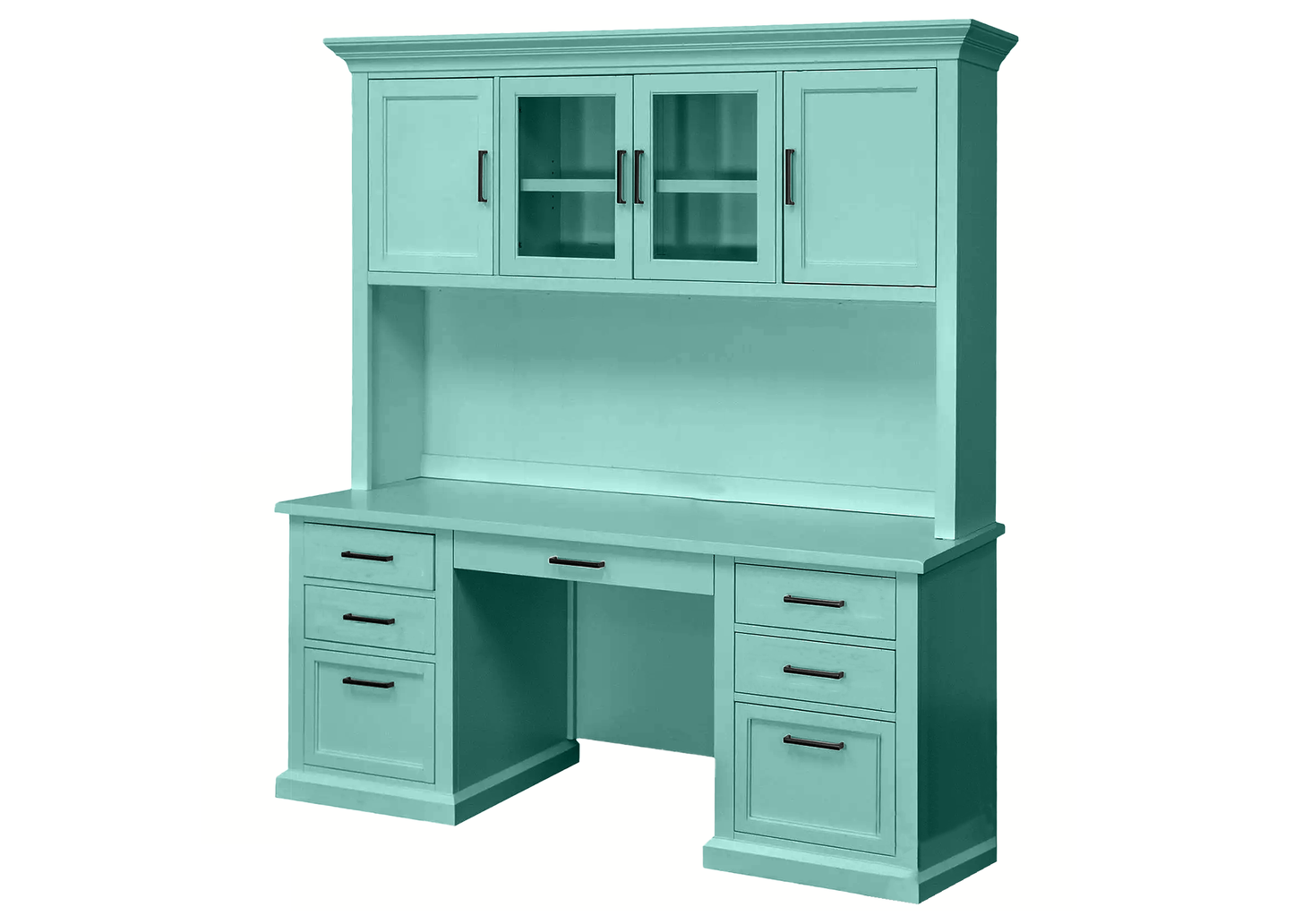 Modern Solid Wood Executive Desk with Hutch