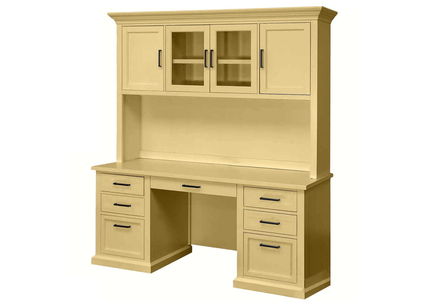 Modern Solid Wood Executive Desk with Hutch
