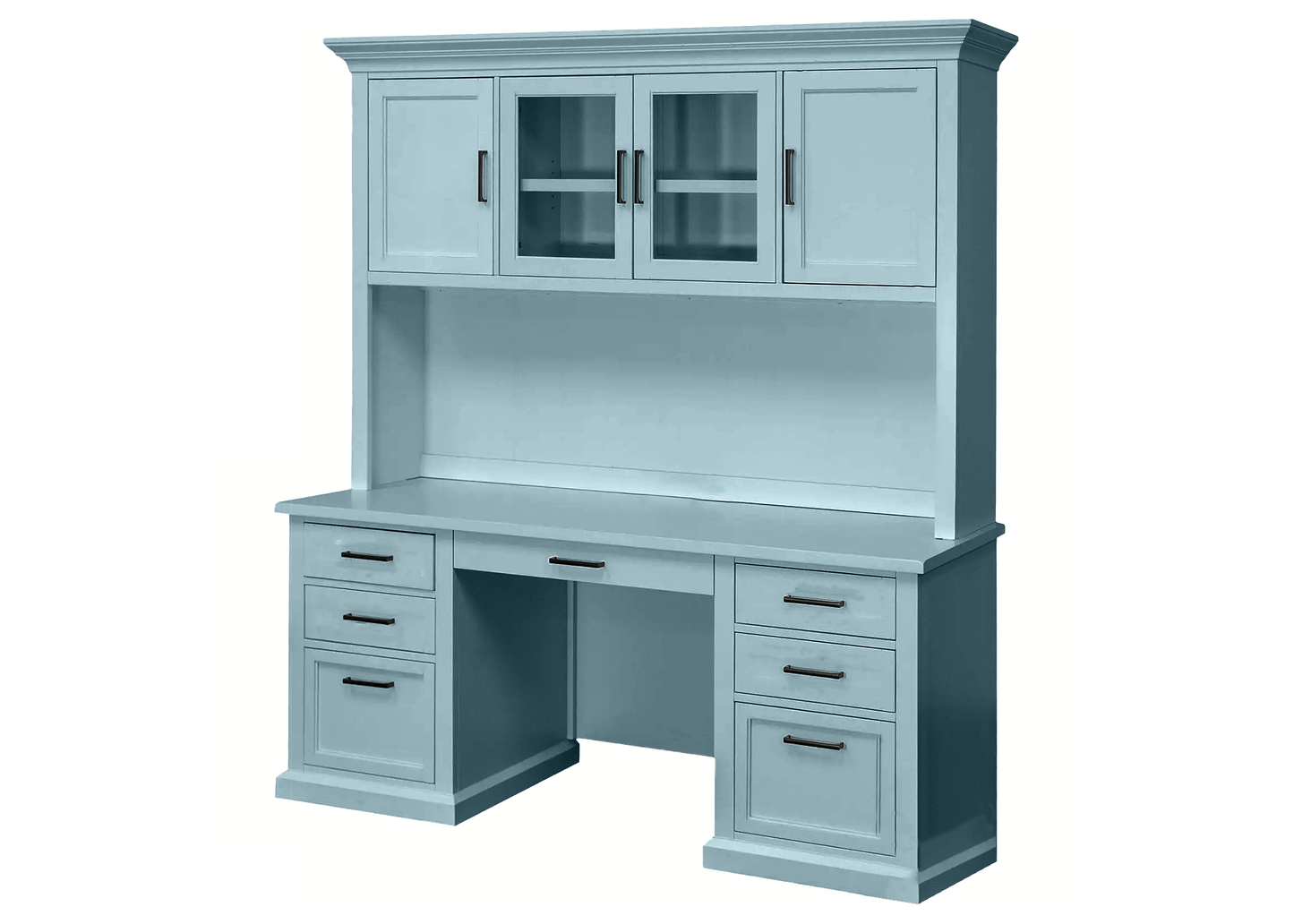 Modern Solid Wood Executive Desk with Hutch