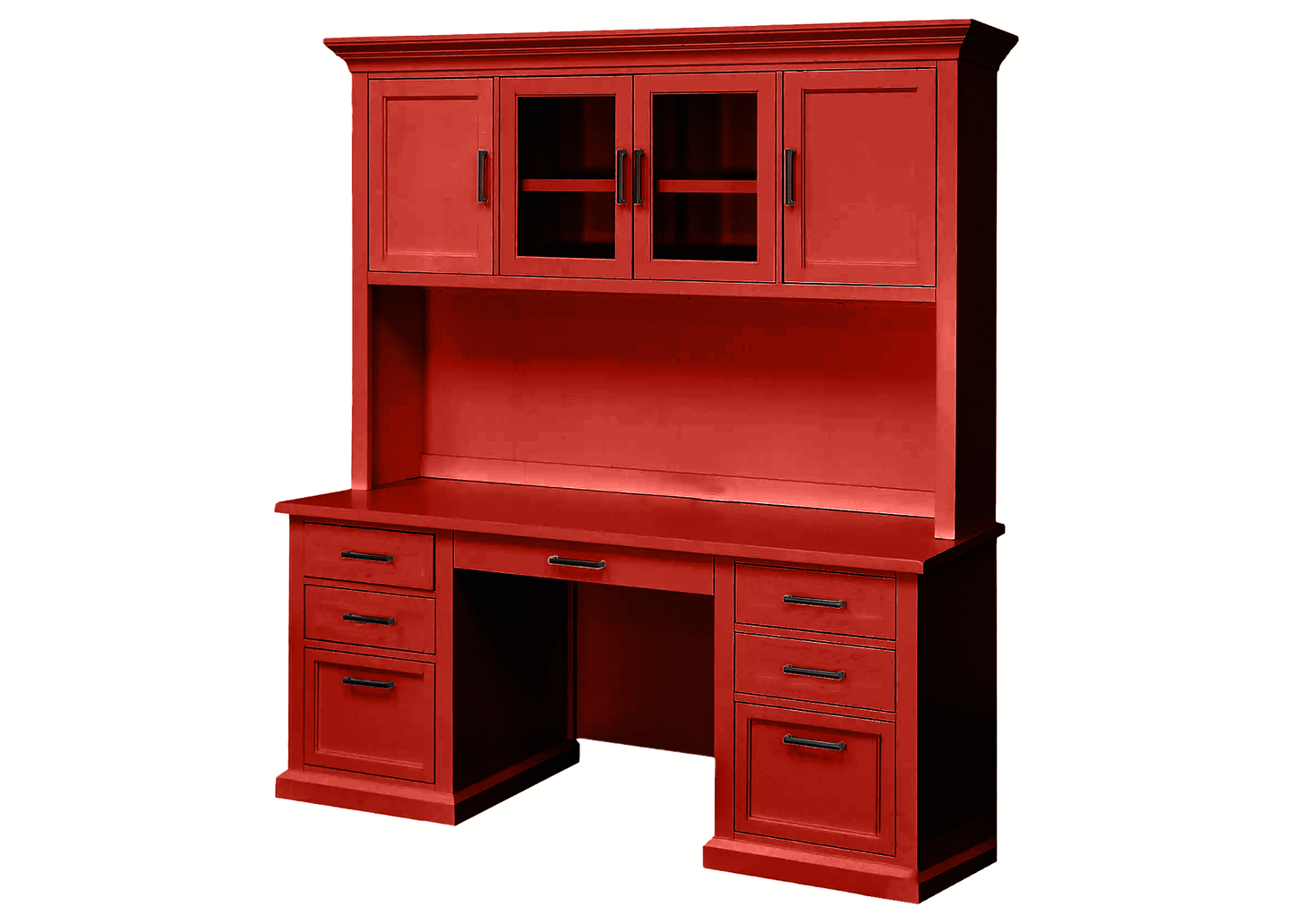 Modern Solid Wood Executive Desk with Hutch