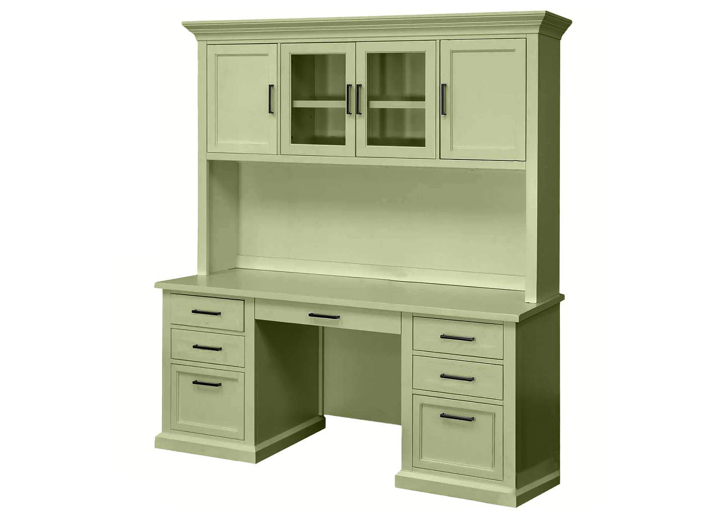 Modern Solid Wood Executive Desk with Hutch