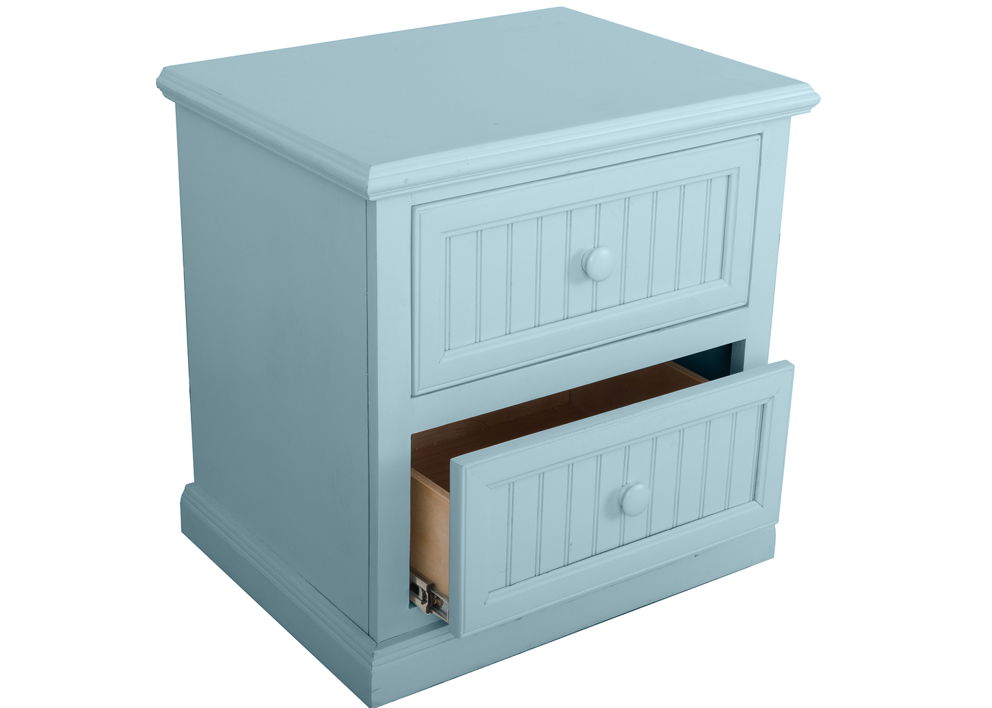 Coastal Solid Wood 2-Drawer Nightstand