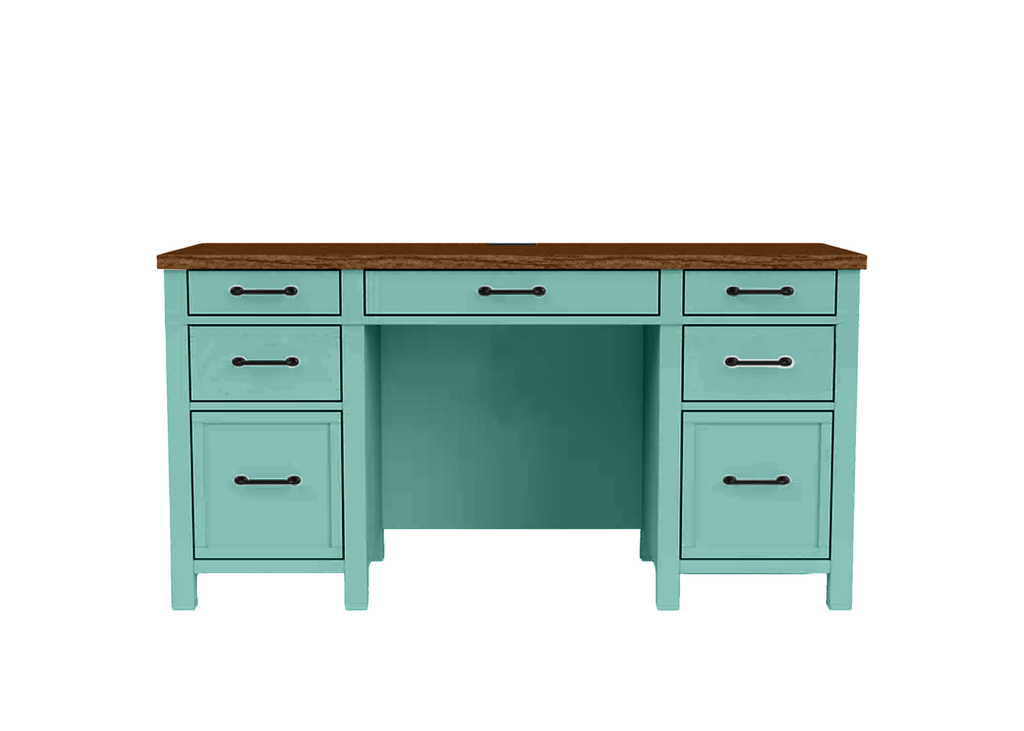 Modern Two-Tone Solid Wood Executive Computer Desk