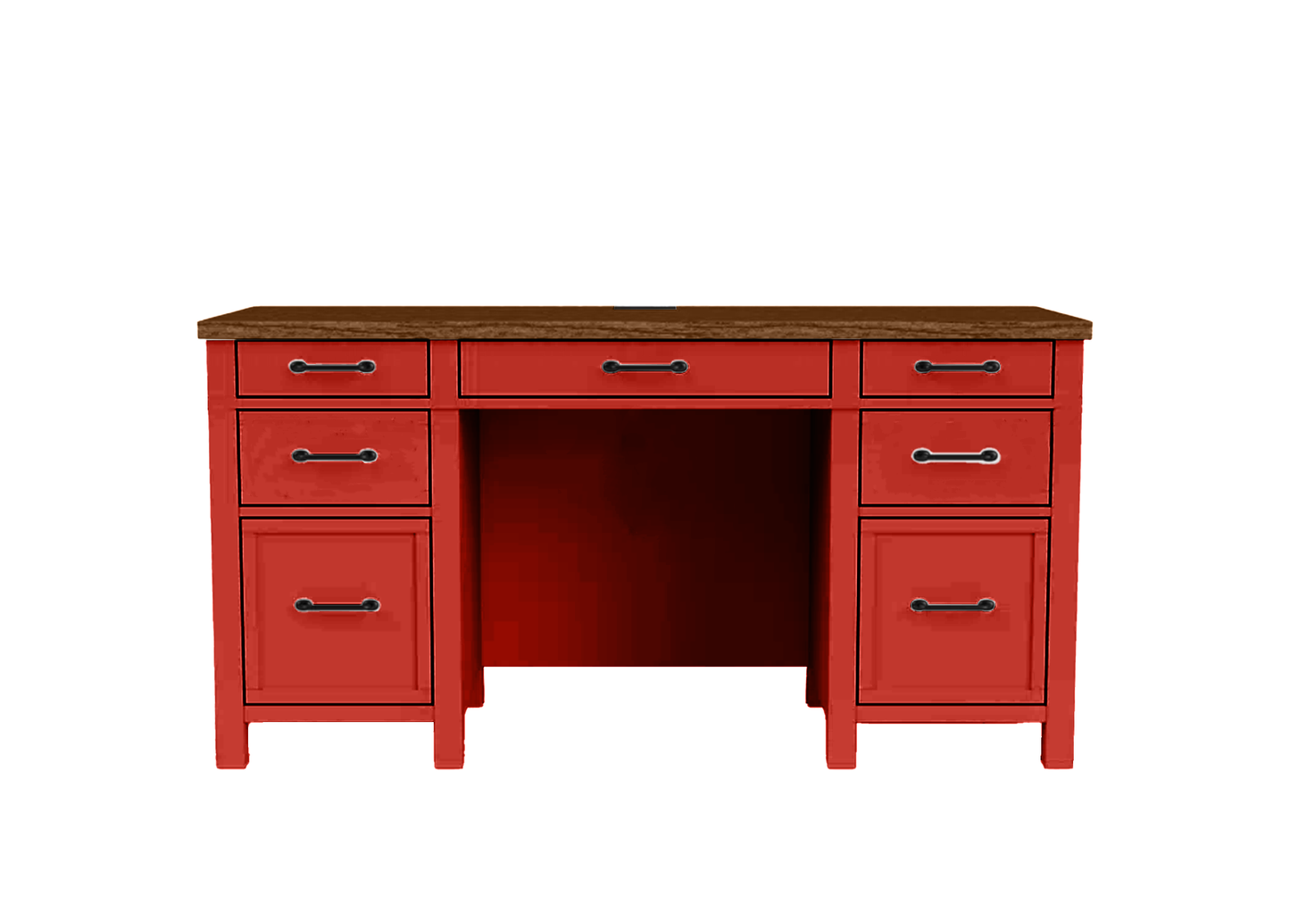 Modern Two-Tone Solid Wood Executive Computer Desk
