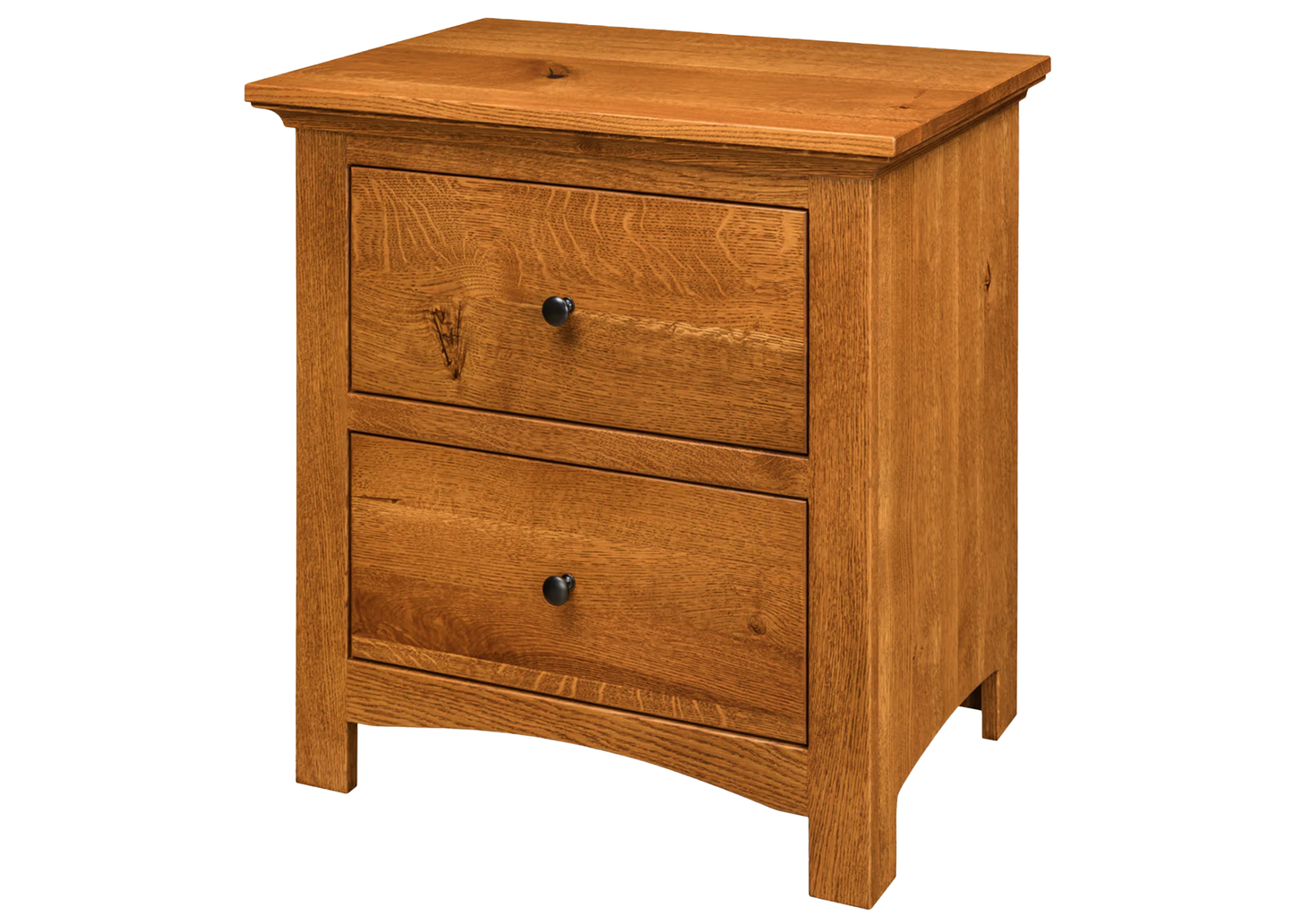 Mission Solid Oak 2-Drawer Nightstand