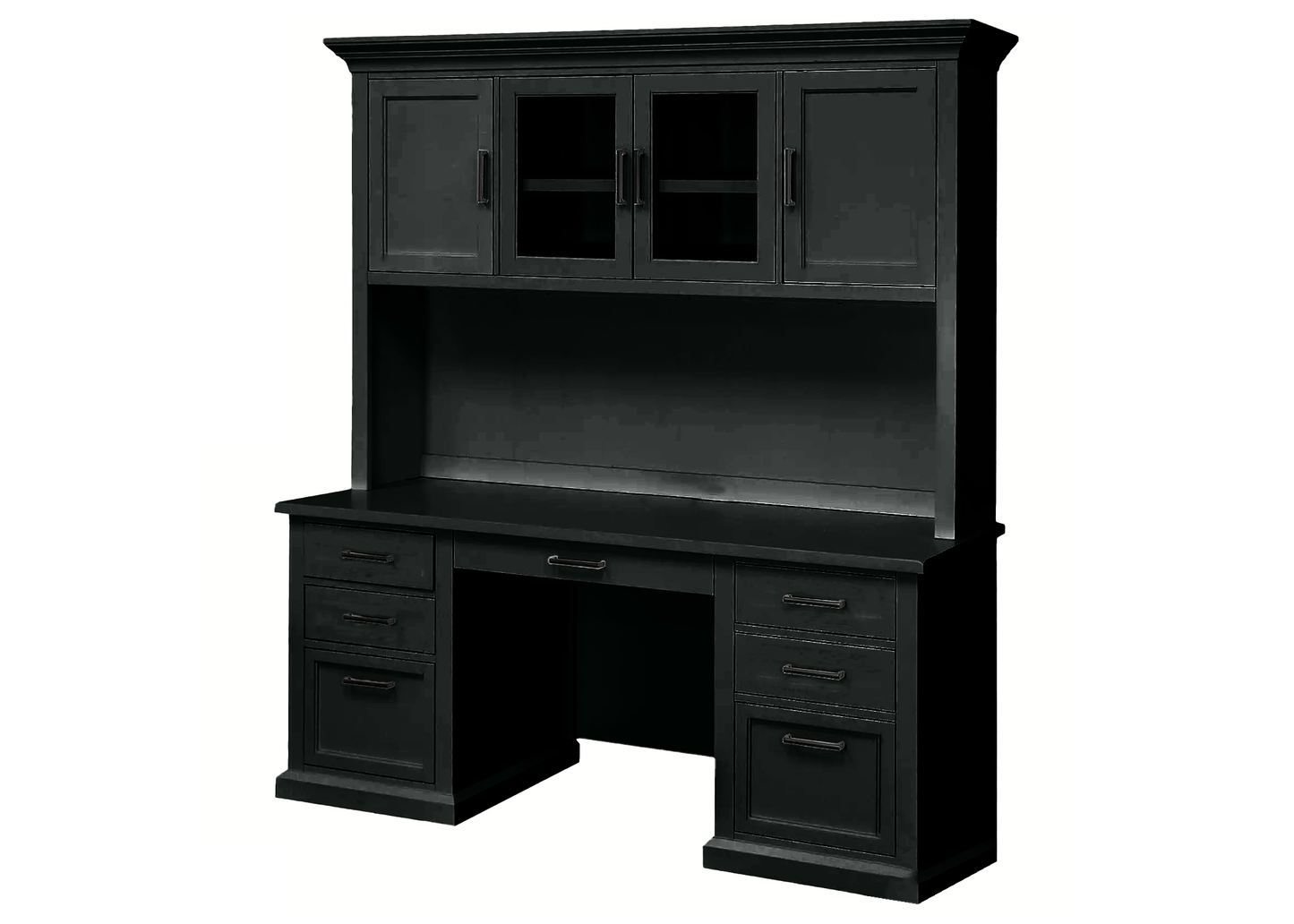 Modern Solid Wood Executive Desk with Hutch eagle furniture black front