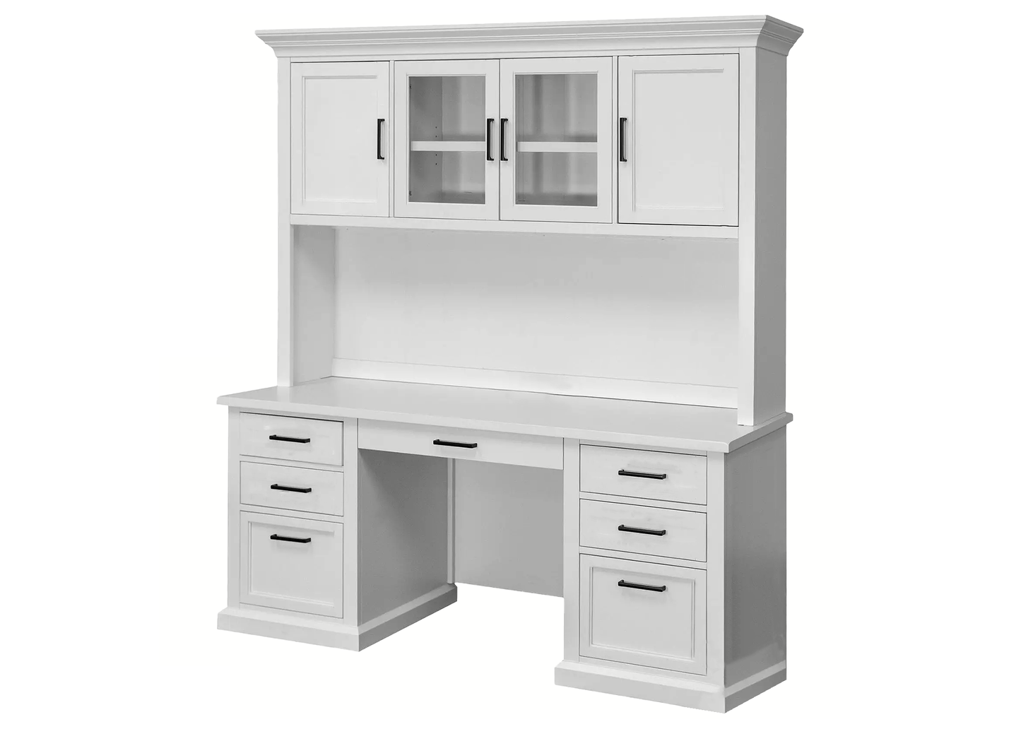 Modern Solid Wood Executive Desk with Hutch eagle furniture bright white front