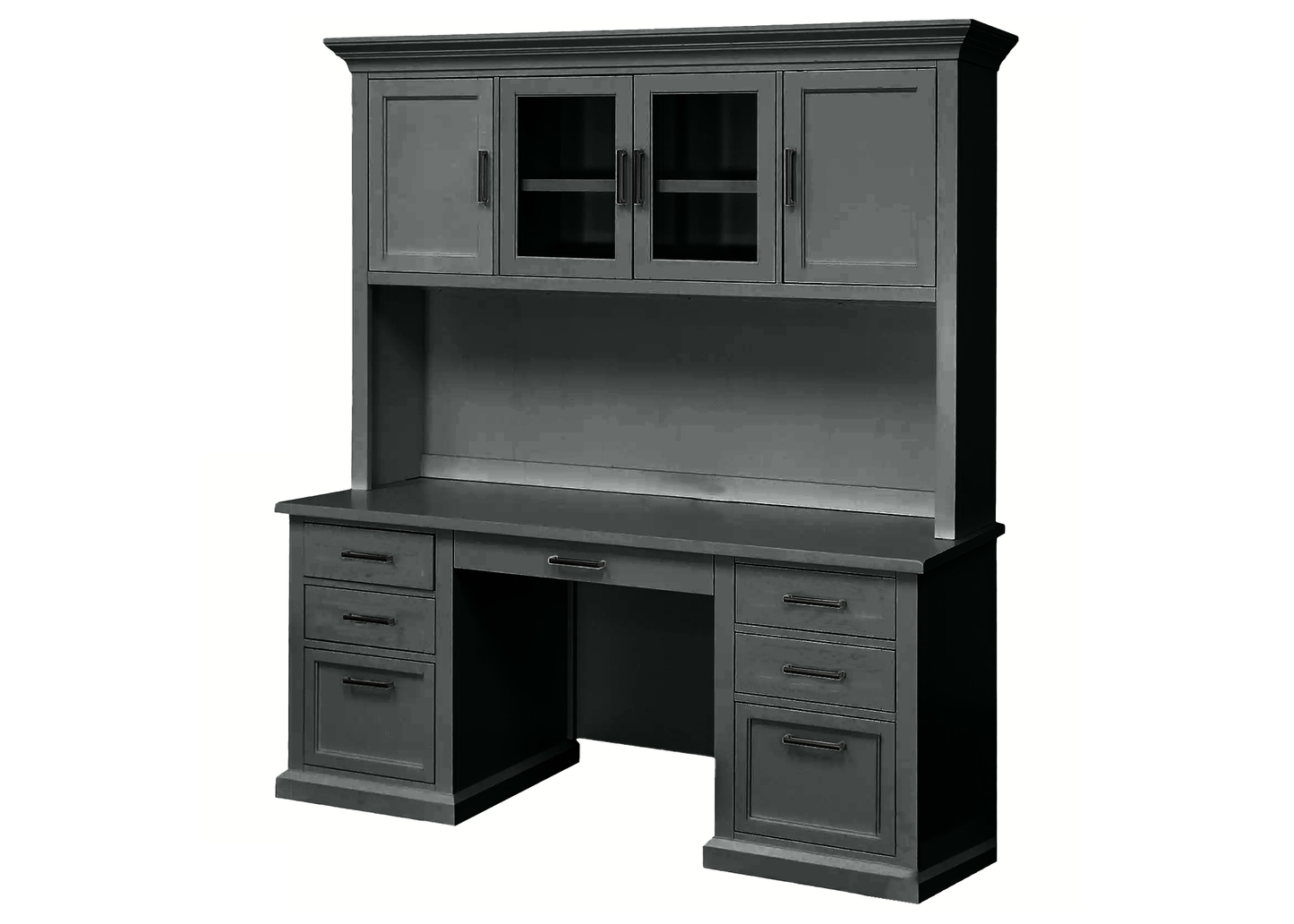 Modern Solid Wood Executive Desk with Hutch eagle furniture gray front