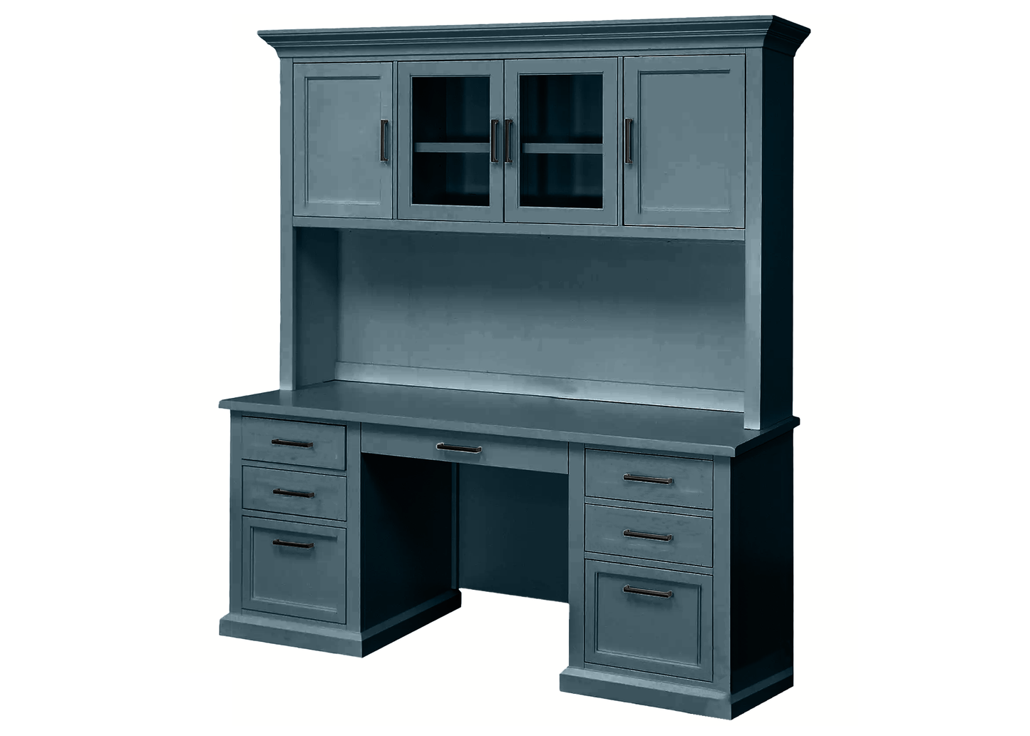 Modern Solid Wood Executive Desk with Hutch eagle furniture smokey blue front