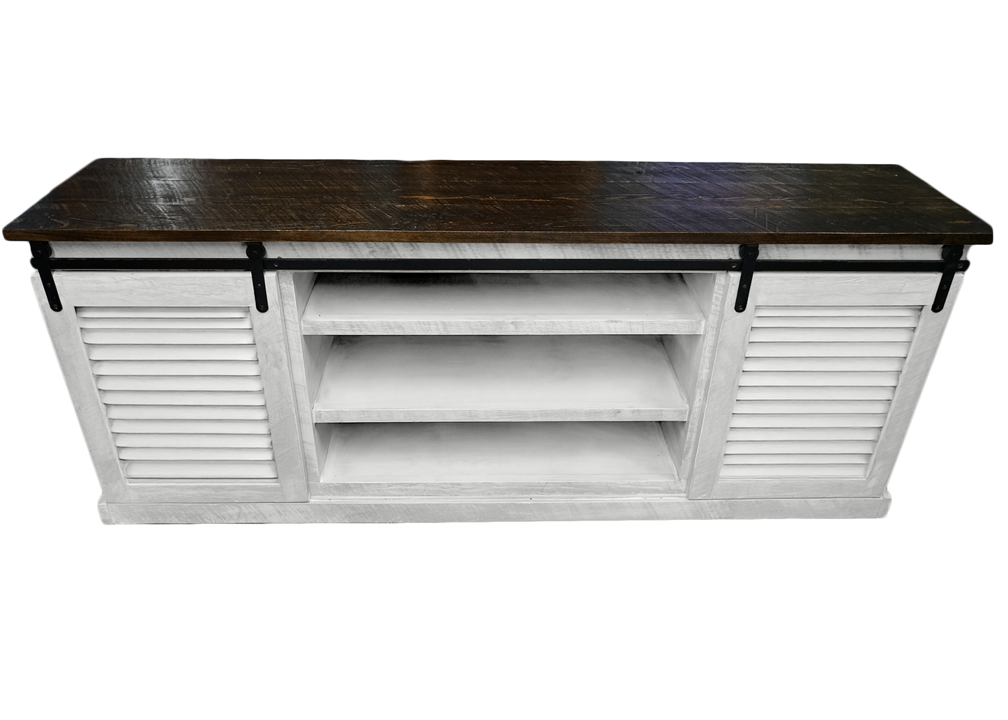 60" Rustic Solid Wood Sliding Door Shutter Style