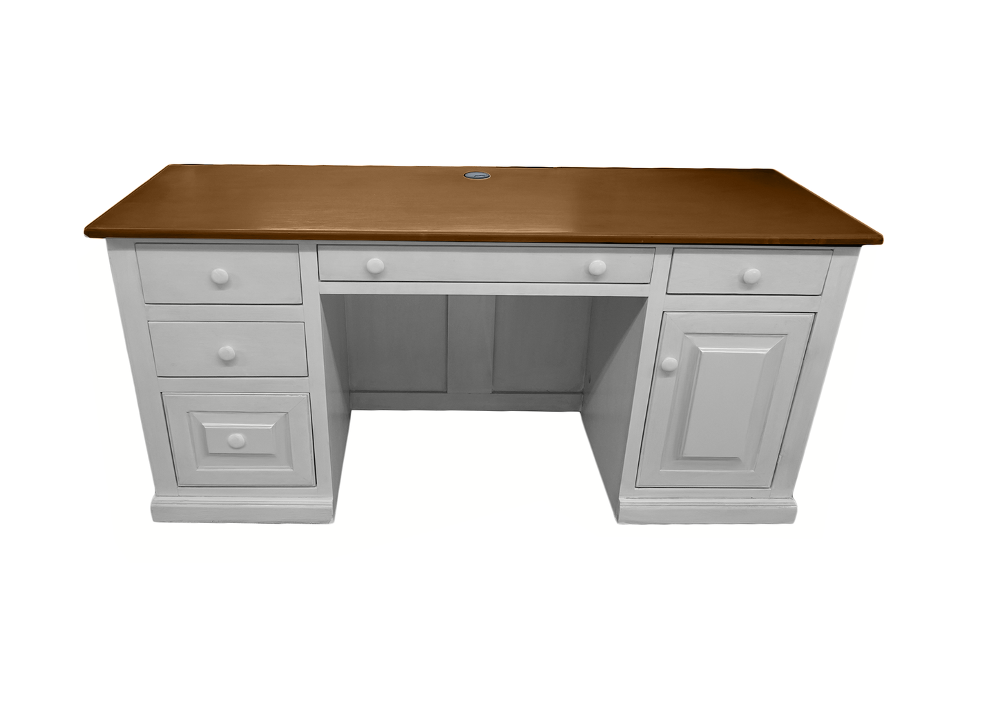 Traditional Solid Wood Executive Desk with CPU Storage eagle furniture bright white front