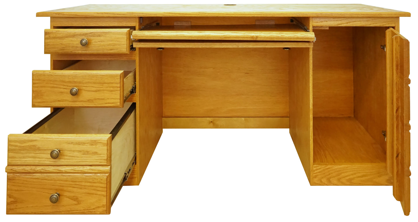 Classic Oak Double-Pedestal Computer Desk