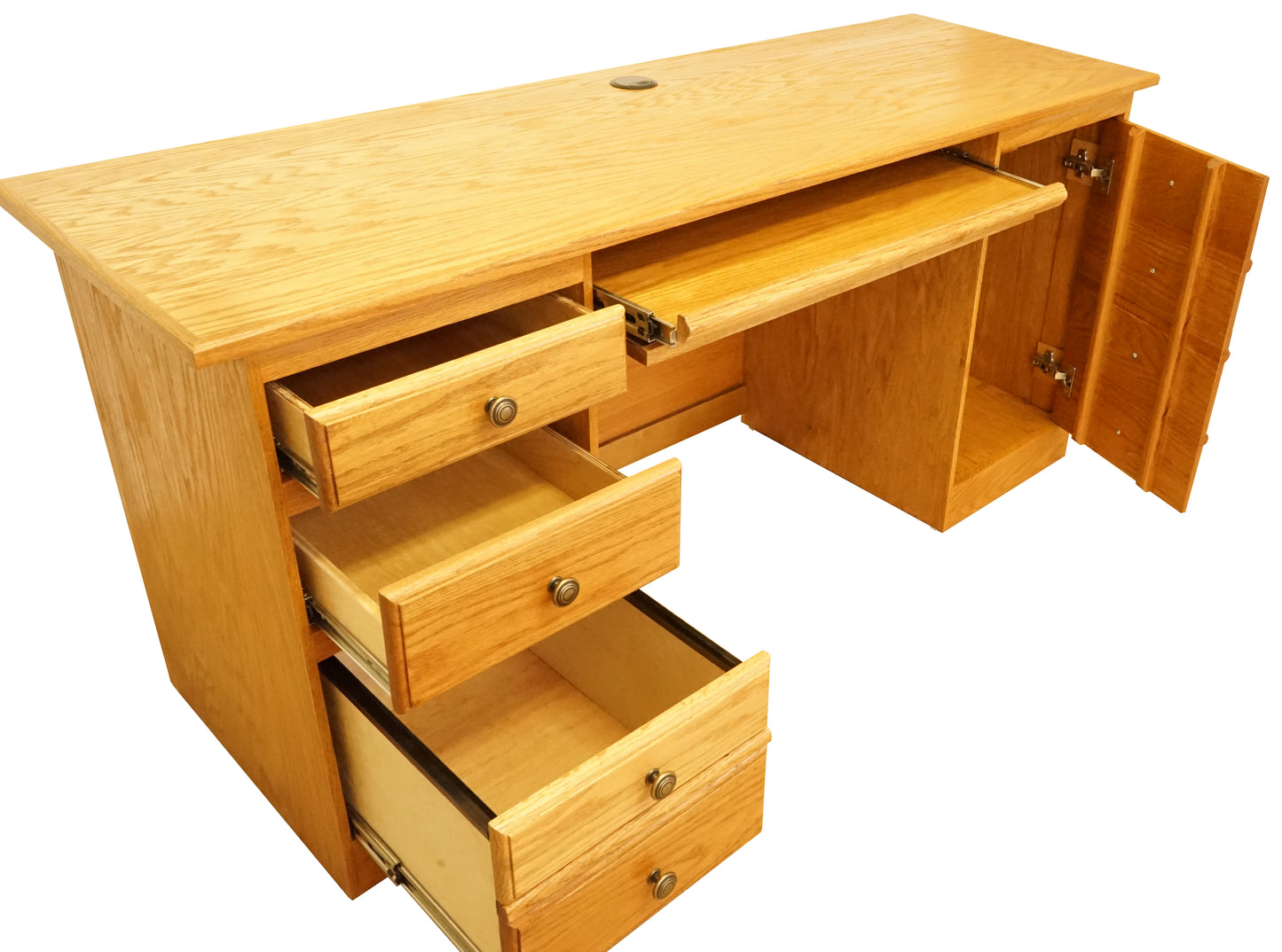 Classic Oak Double-Pedestal Computer Desk