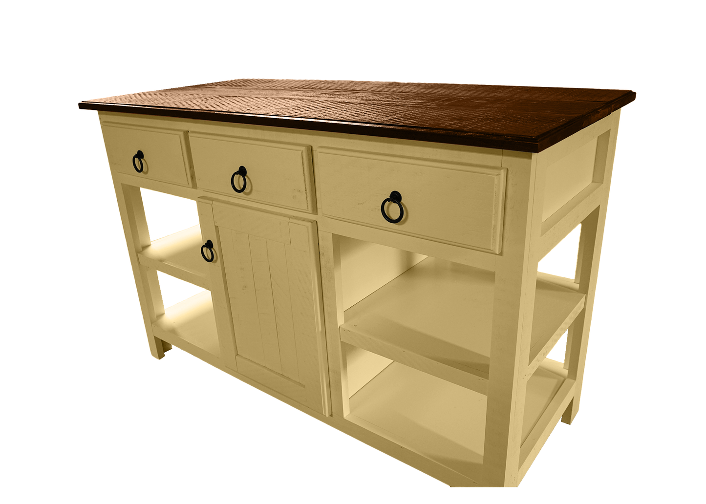 Farmhouse Rustic Solid Wood Kitchen Island