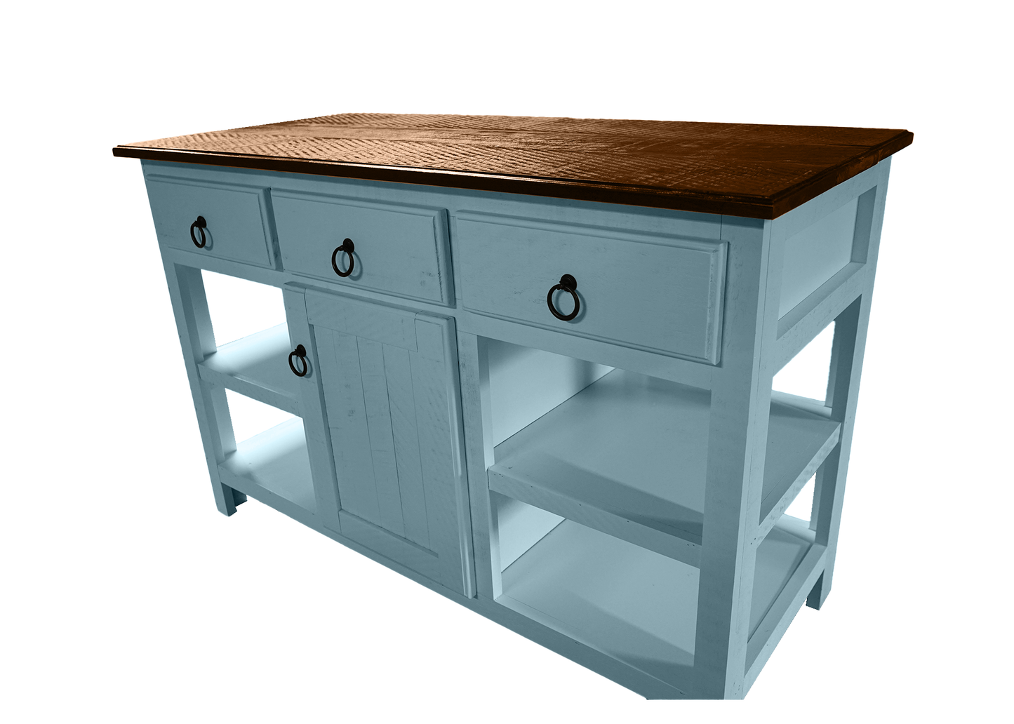 Farmhouse Rustic Solid Wood Kitchen Island