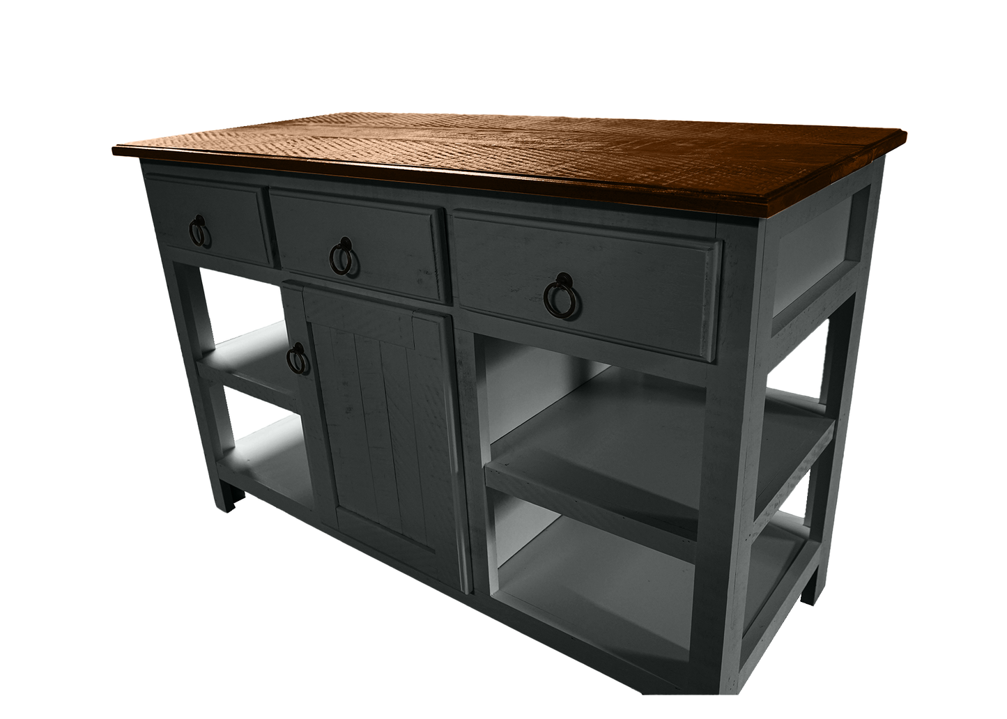 Farmhouse Rustic Solid Wood Kitchen Island