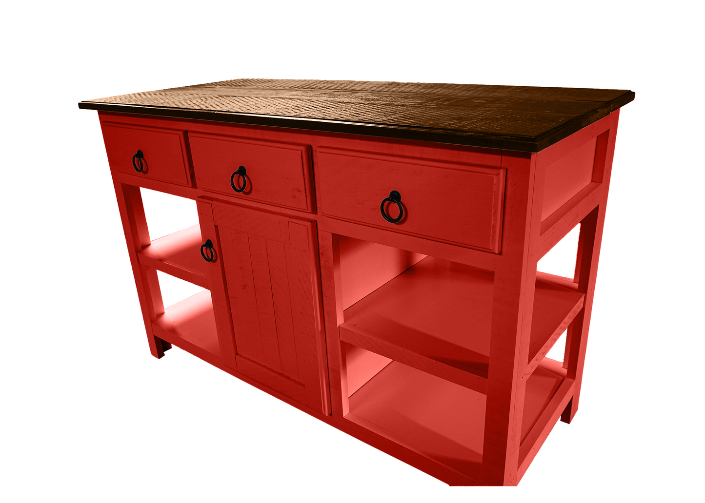 Farmhouse Rustic Solid Wood Kitchen Island