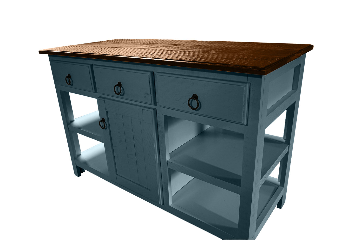 Farmhouse Rustic Solid Wood Kitchen Island