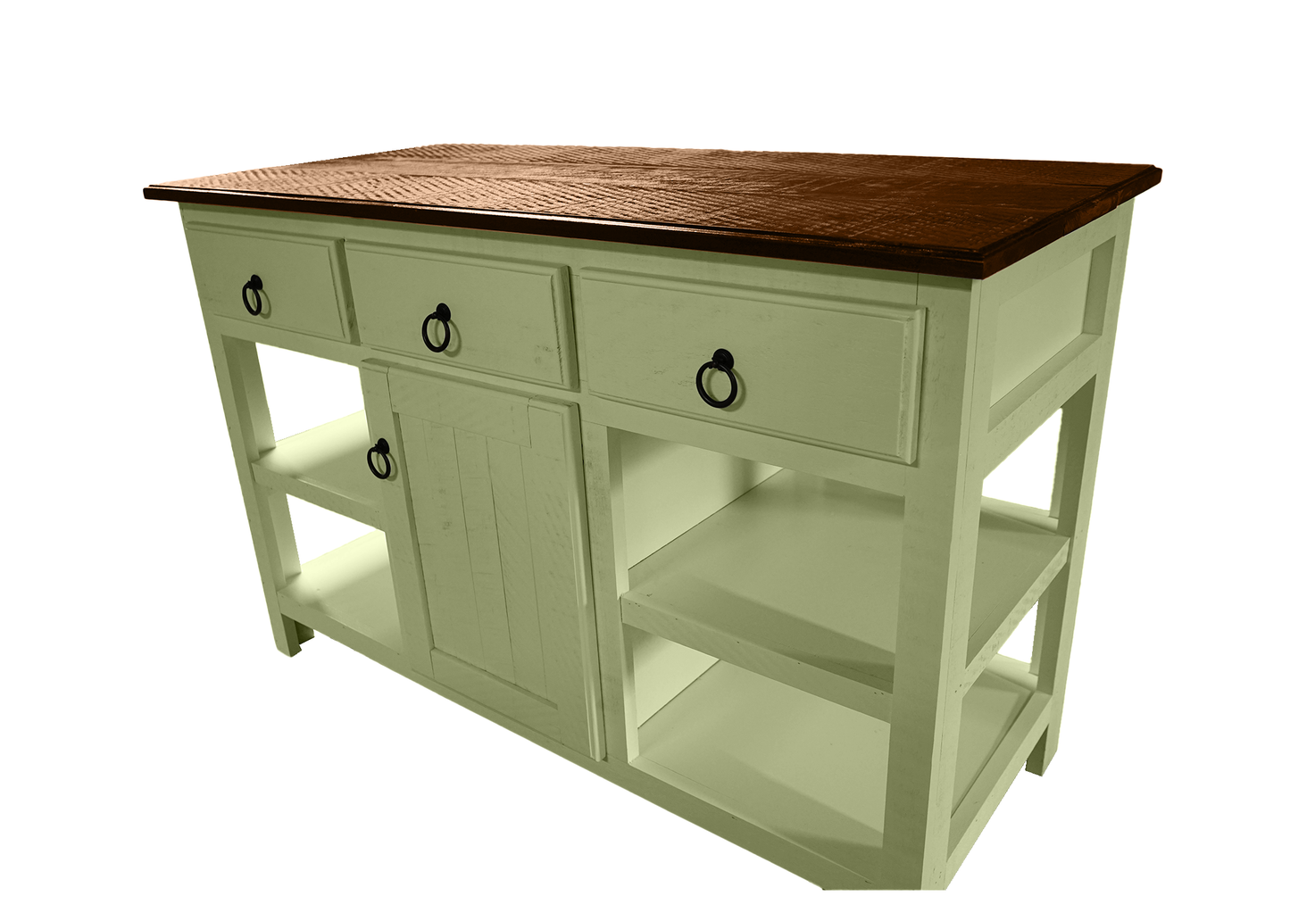 Farmhouse Rustic Solid Wood Kitchen Island