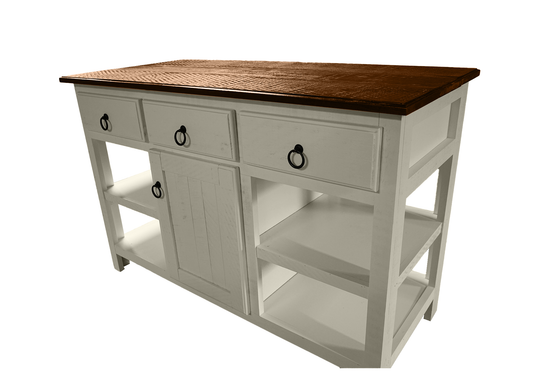 Farmhouse Rustic Solid Wood Kitchen Island