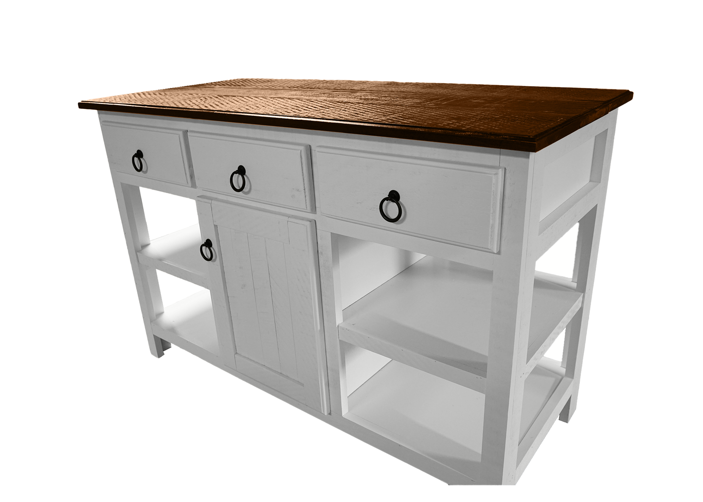 Farmhouse Rustic Solid Wood Kitchen Island