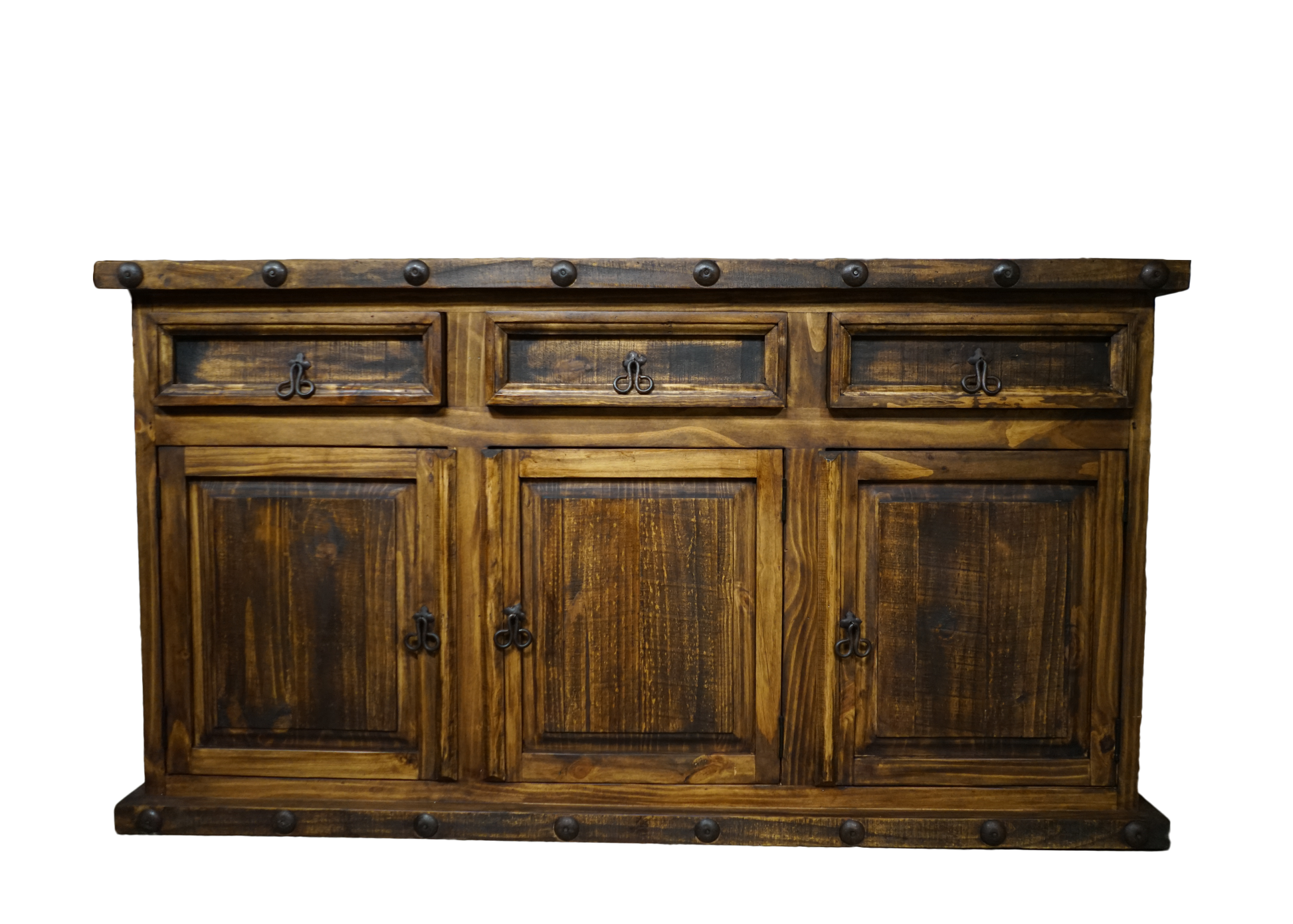 62" Sierra Rustic Sold Wood Buffet eagle furniture dark front