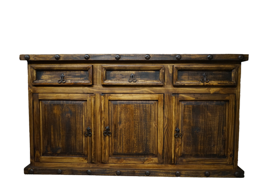 62" Sierra Rustic Sold Wood Buffet eagle furniture dark front