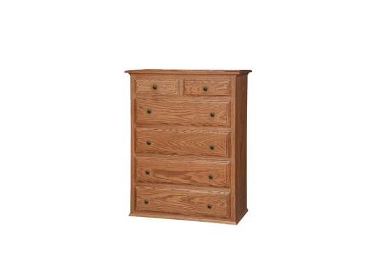 Classic Oak Solid Wood 6 Drawer Chest