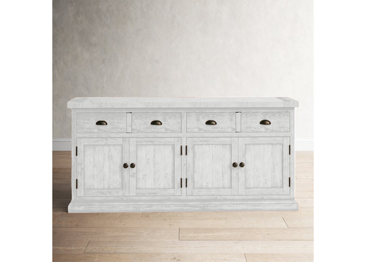 70" Rustic Solid Wood Sideboard Buffet eagle furniture white front