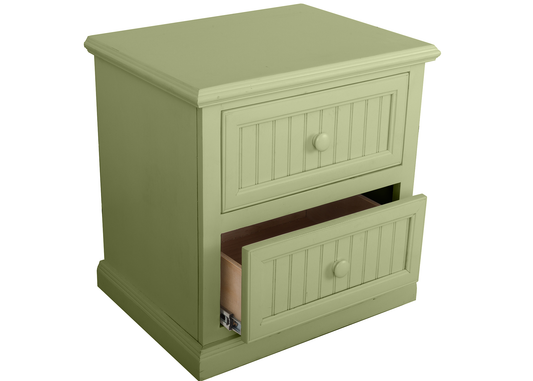 Coastal Solid Wood 2-Drawer Nightstand