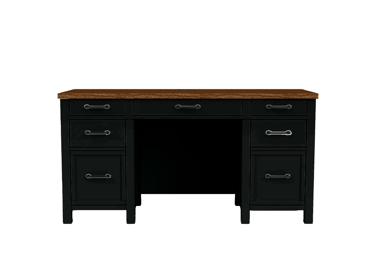 Modern Two-Tone Solid Wood Executive Computer Desk