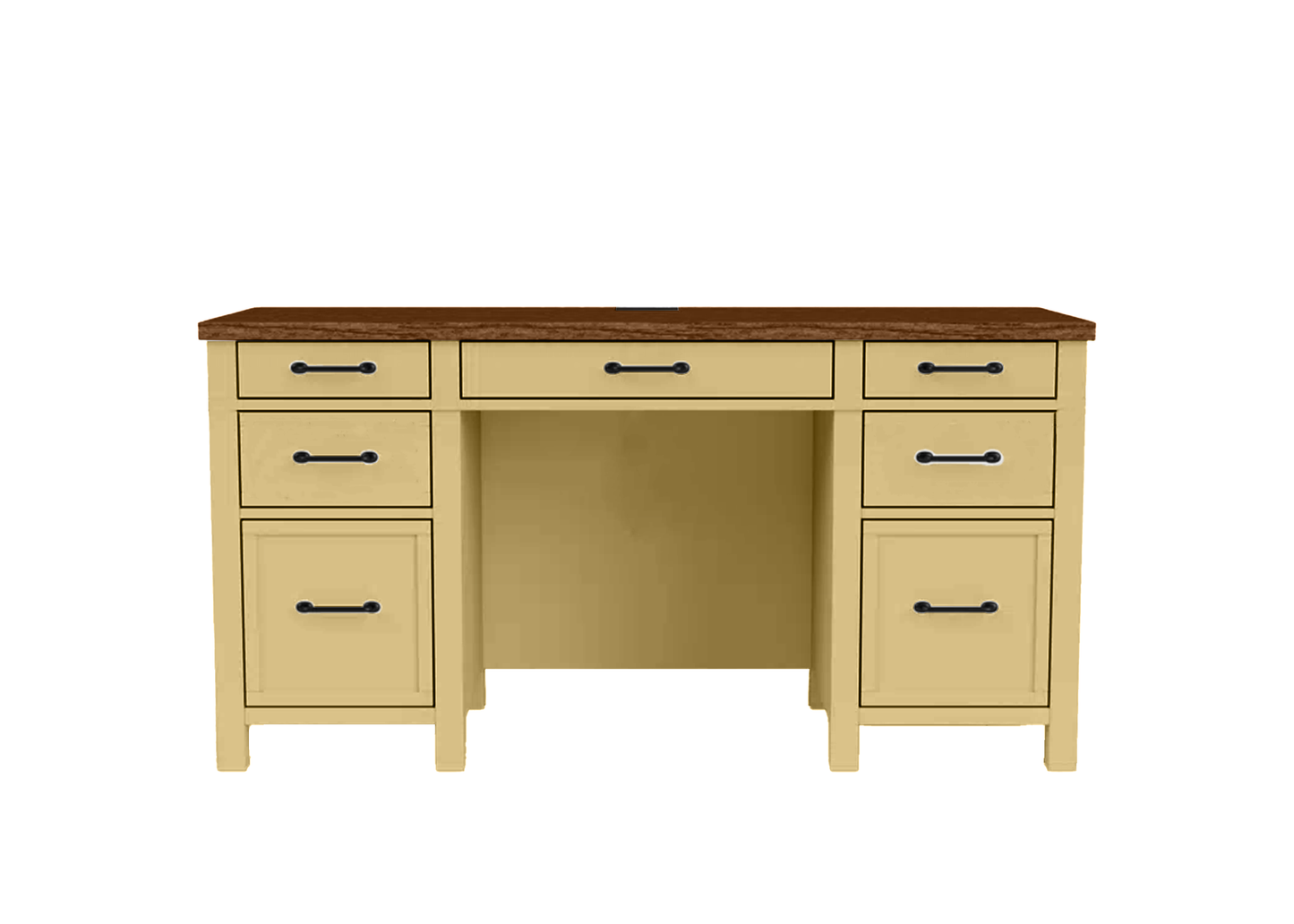 Modern Two-Tone Solid Wood Executive Computer Desk