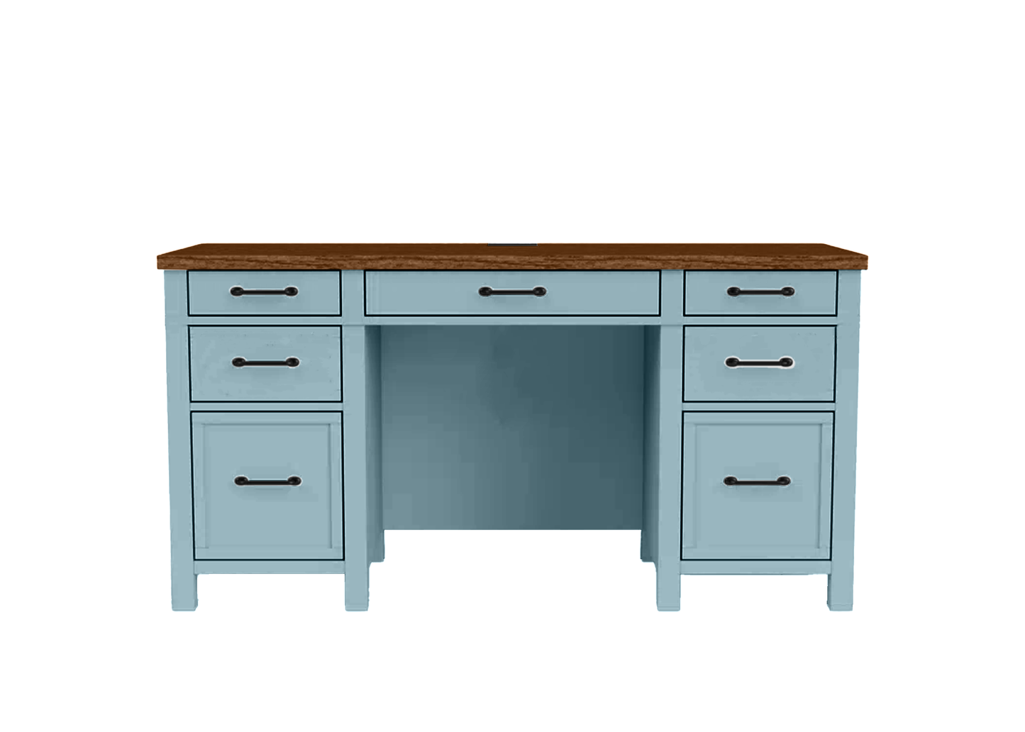 Modern Two-Tone Solid Wood Executive Computer Desk