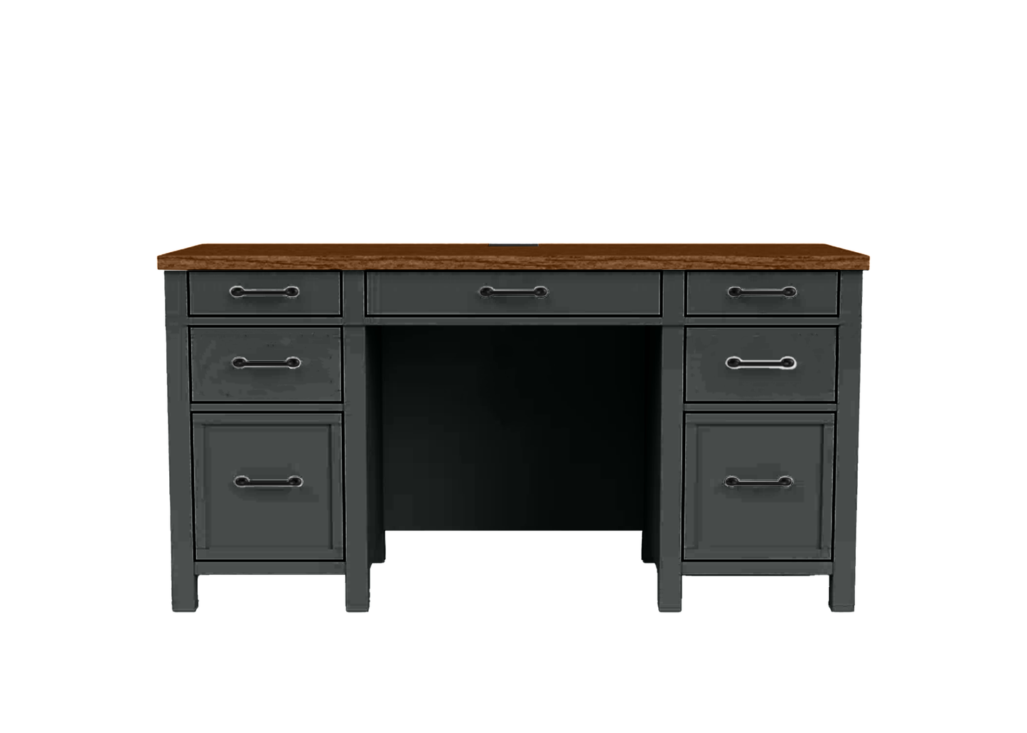 Modern Two-Tone Solid Wood Executive Computer Desk