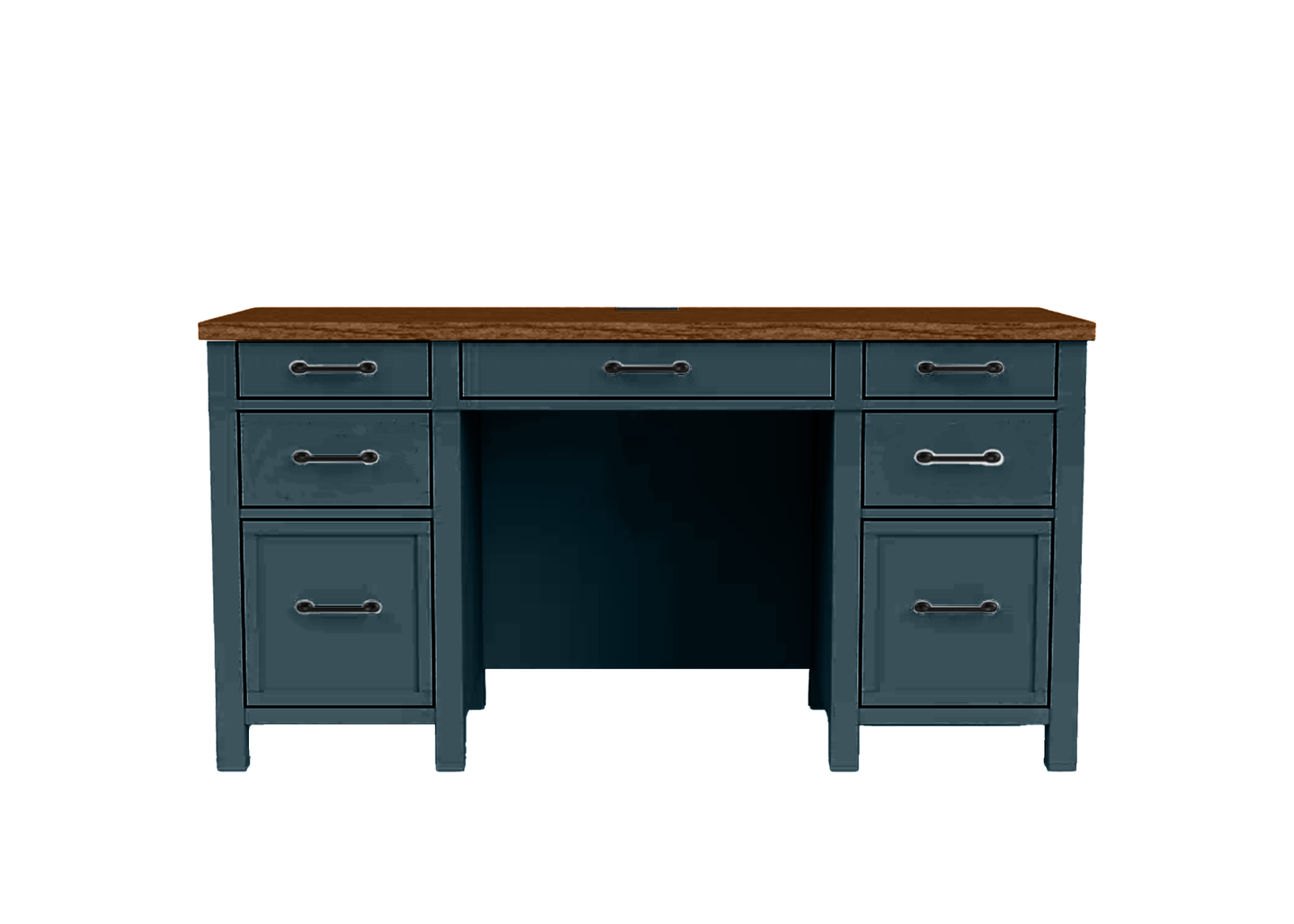 Modern Two-Tone Solid Wood Executive Computer Desk