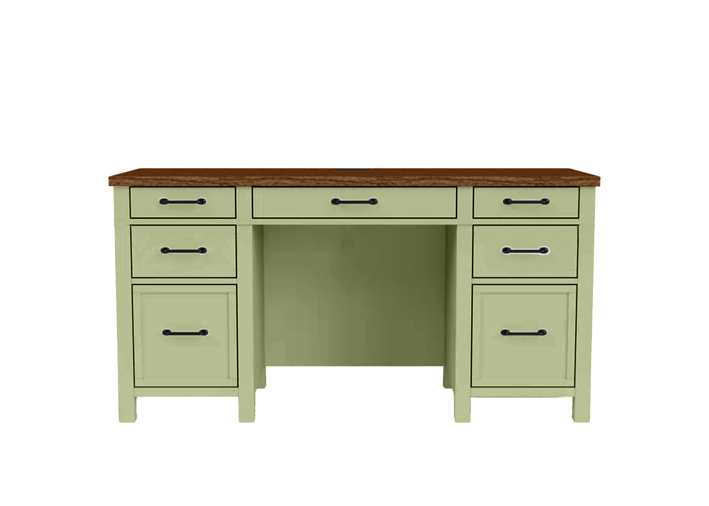 Modern Two-Tone Solid Wood Executive Computer Desk