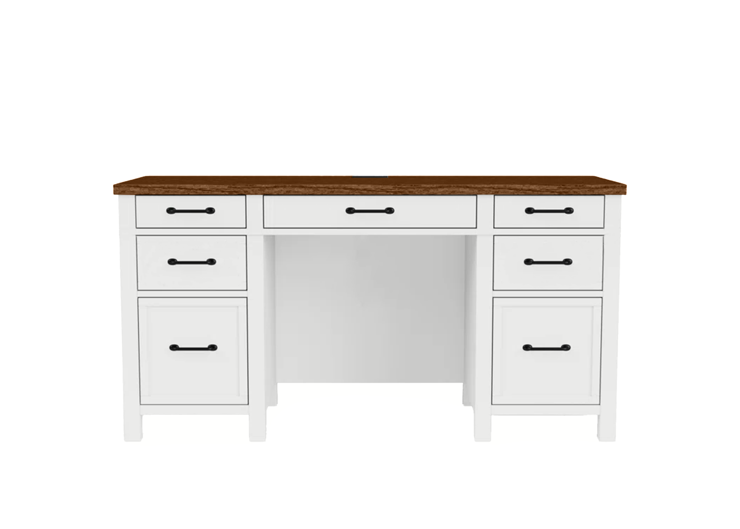 Modern Two-Tone Solid Wood Executive Computer Desk