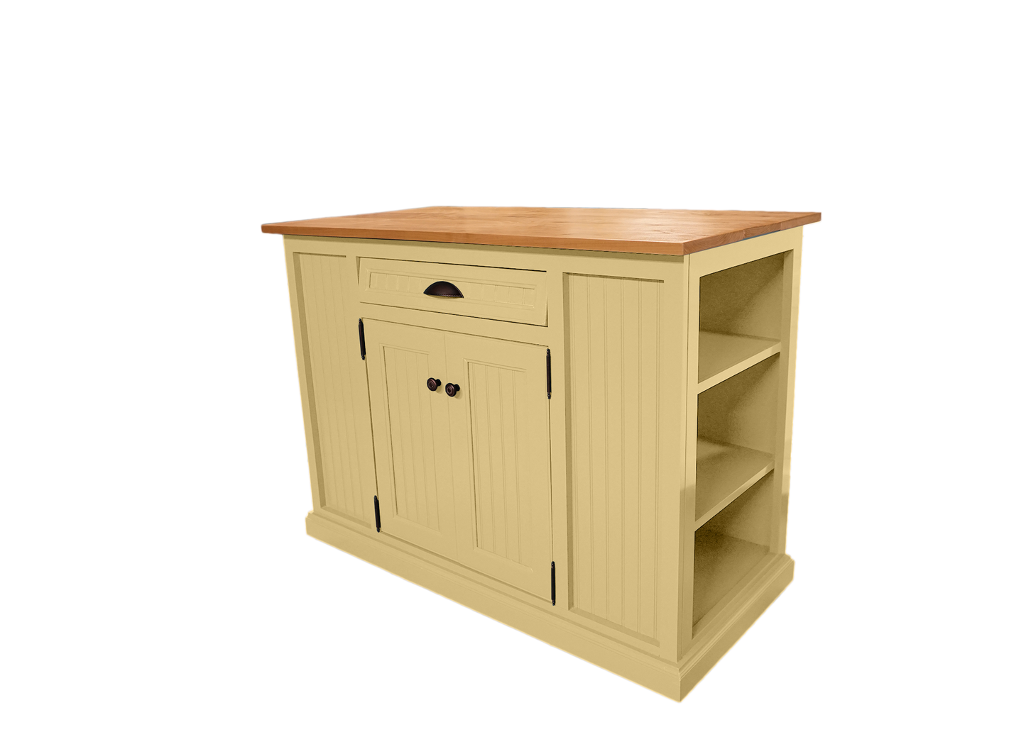 Modernized Coastal Solid Wood Kitchen Island