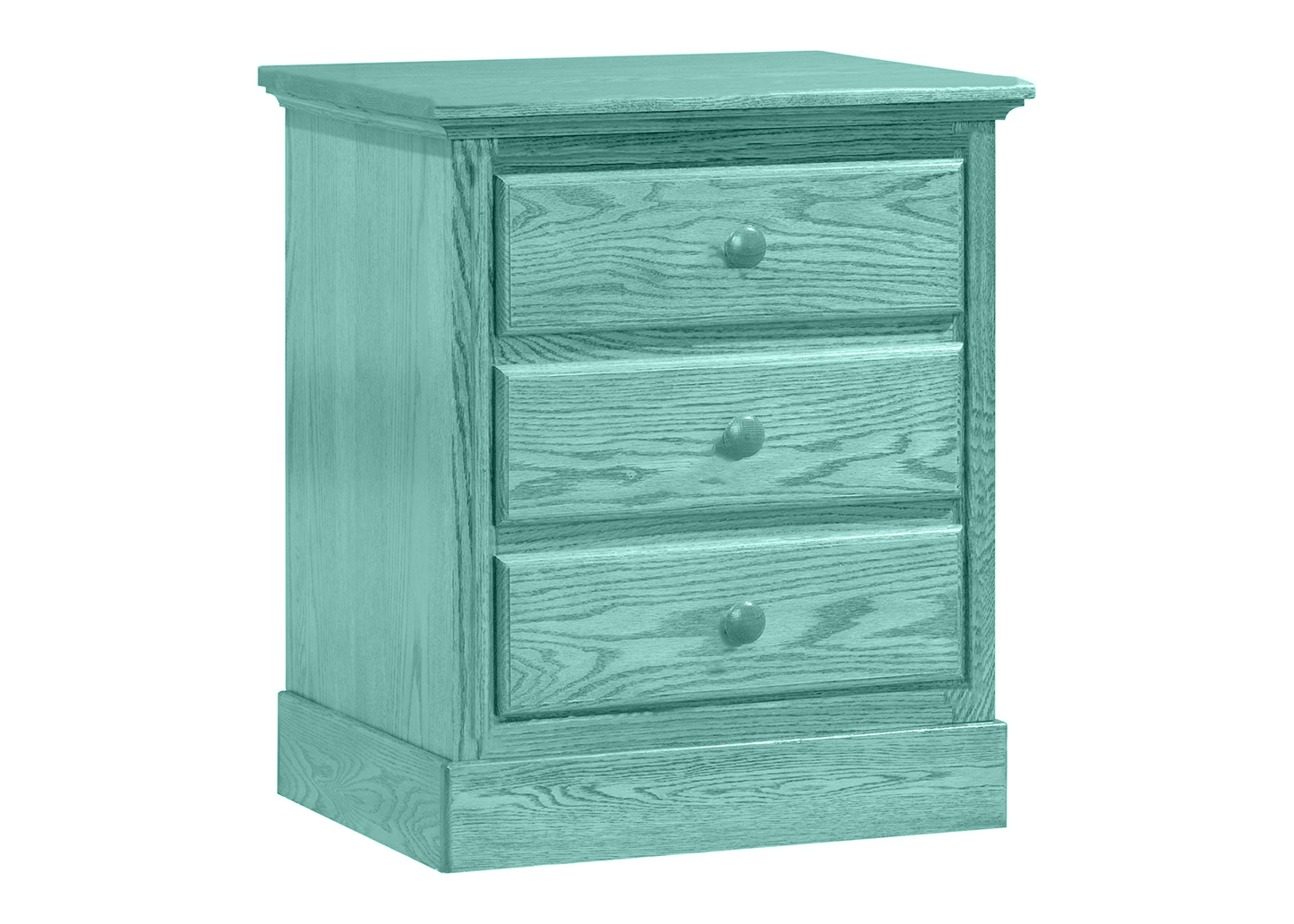 Traditional Solid Oak Wood 3 Drawer Nightstand