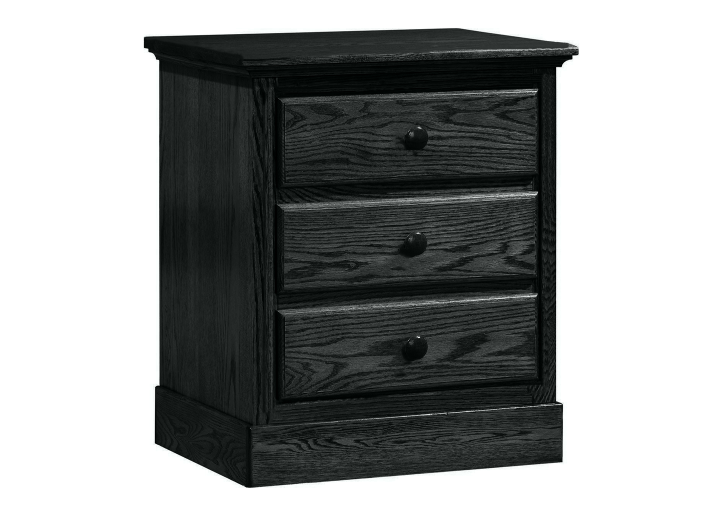 Traditional Solid Oak Wood 3 Drawer Nightstand