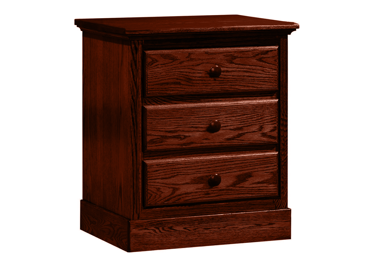 Traditional Solid Oak Wood 3 Drawer Nightstand