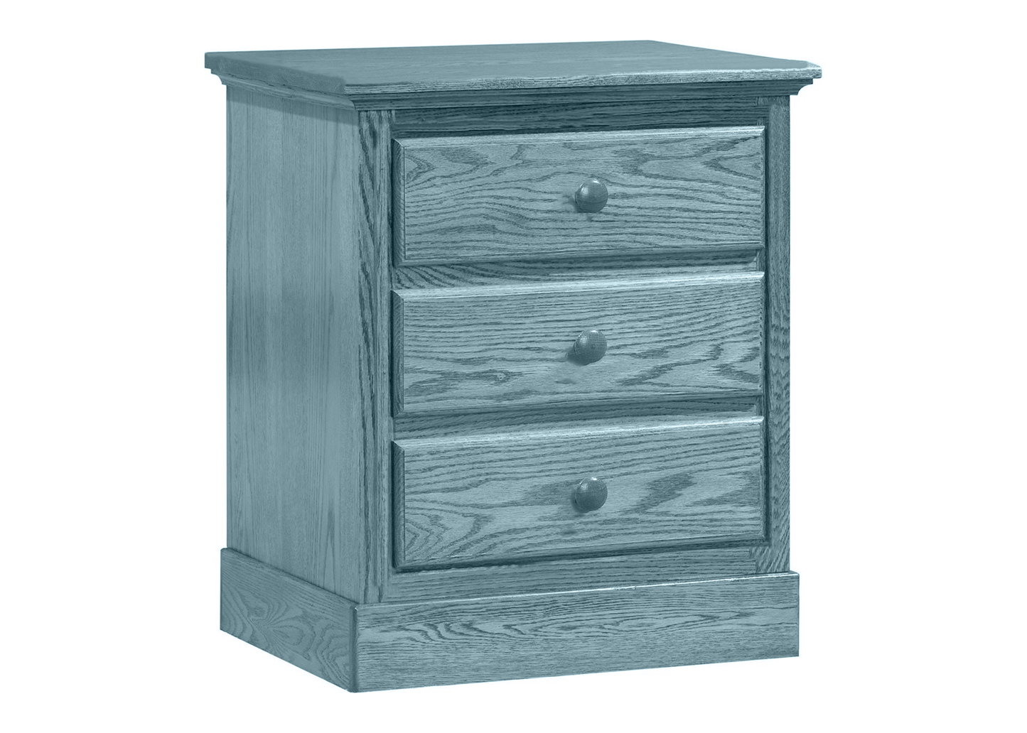 Traditional Solid Oak Wood 3 Drawer Nightstand