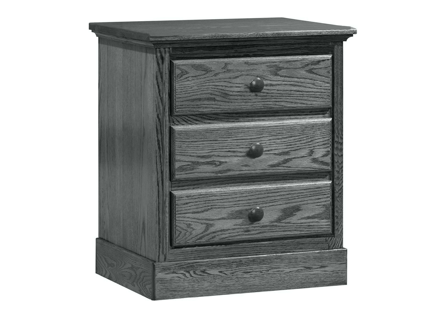 Traditional Solid Oak Wood 3 Drawer Nightstand