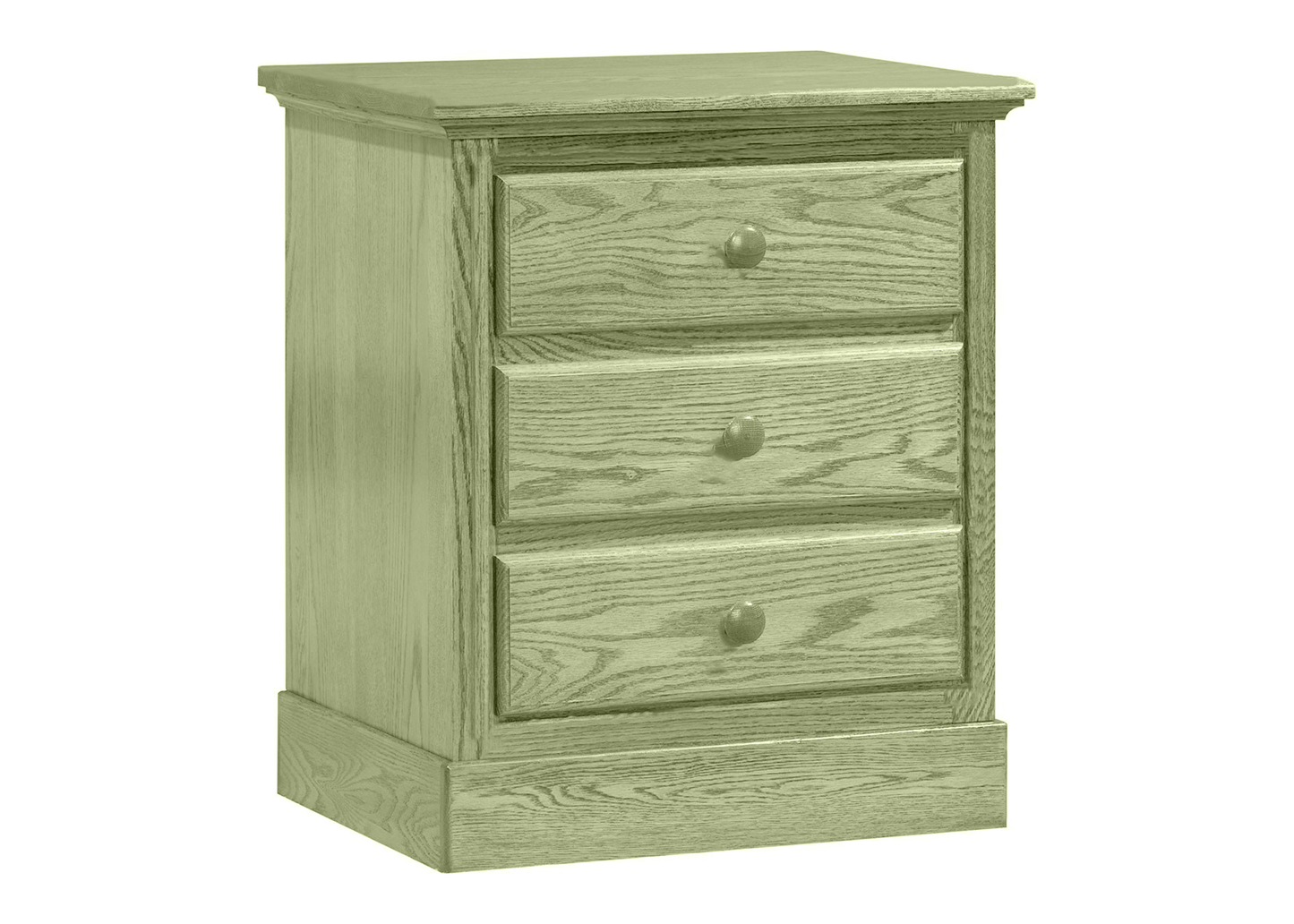 Traditional Solid Oak Wood 3 Drawer Nightstand