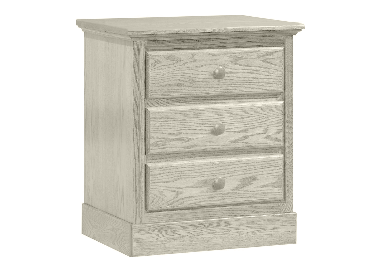 Traditional Solid Oak Wood 3 Drawer Nightstand